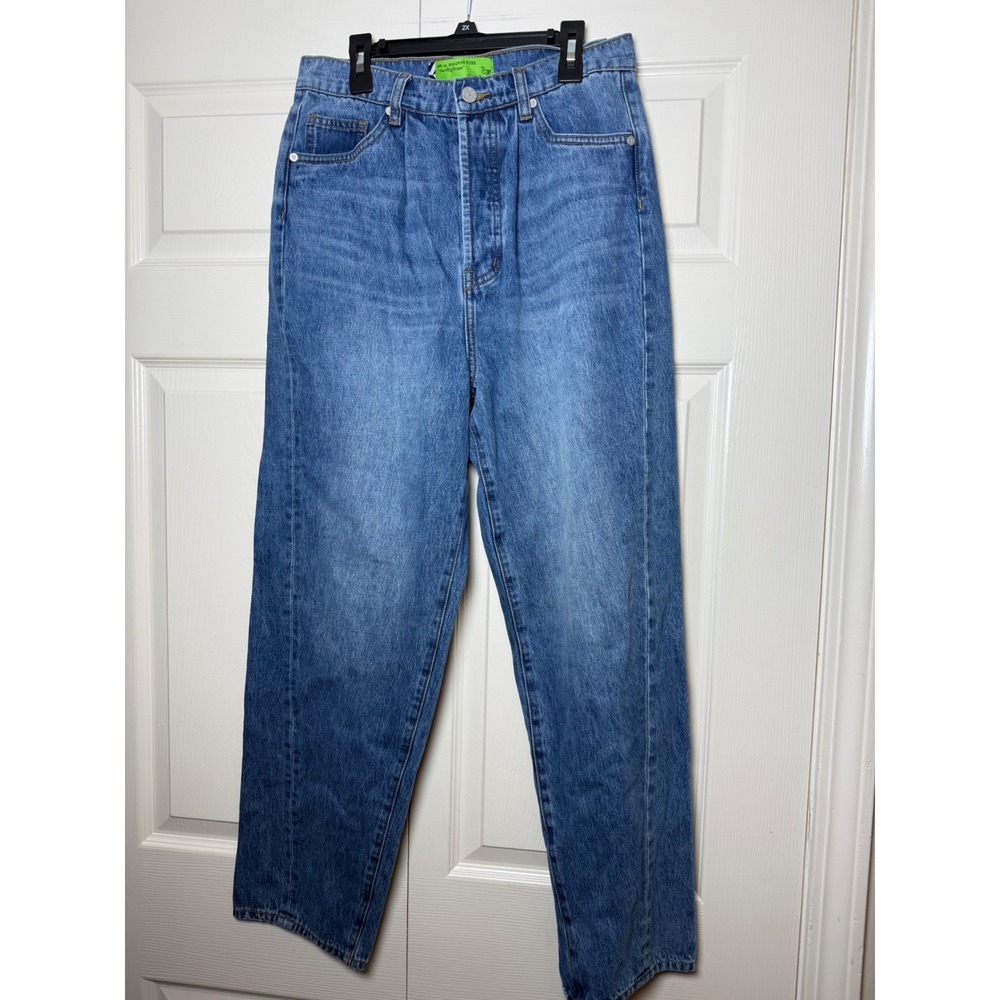 Sandrine Rose SR High Waisted Cinch Back Straight Leg Jeans Blue Denim Womens 27